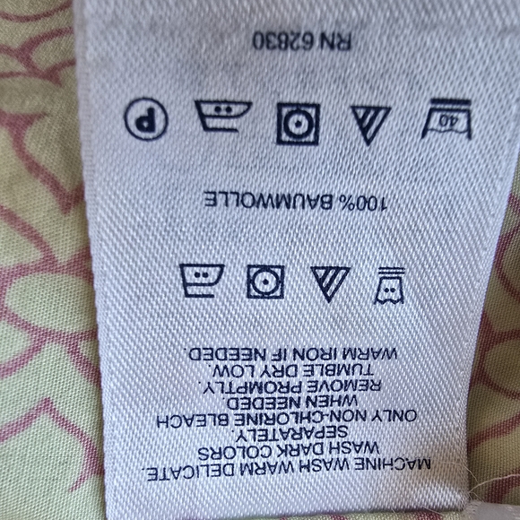 Lands' End Blouse - Pink Pale Yellow Pattern Baumwolle No Iron Supima Size 12 P - Picture 4 of 12